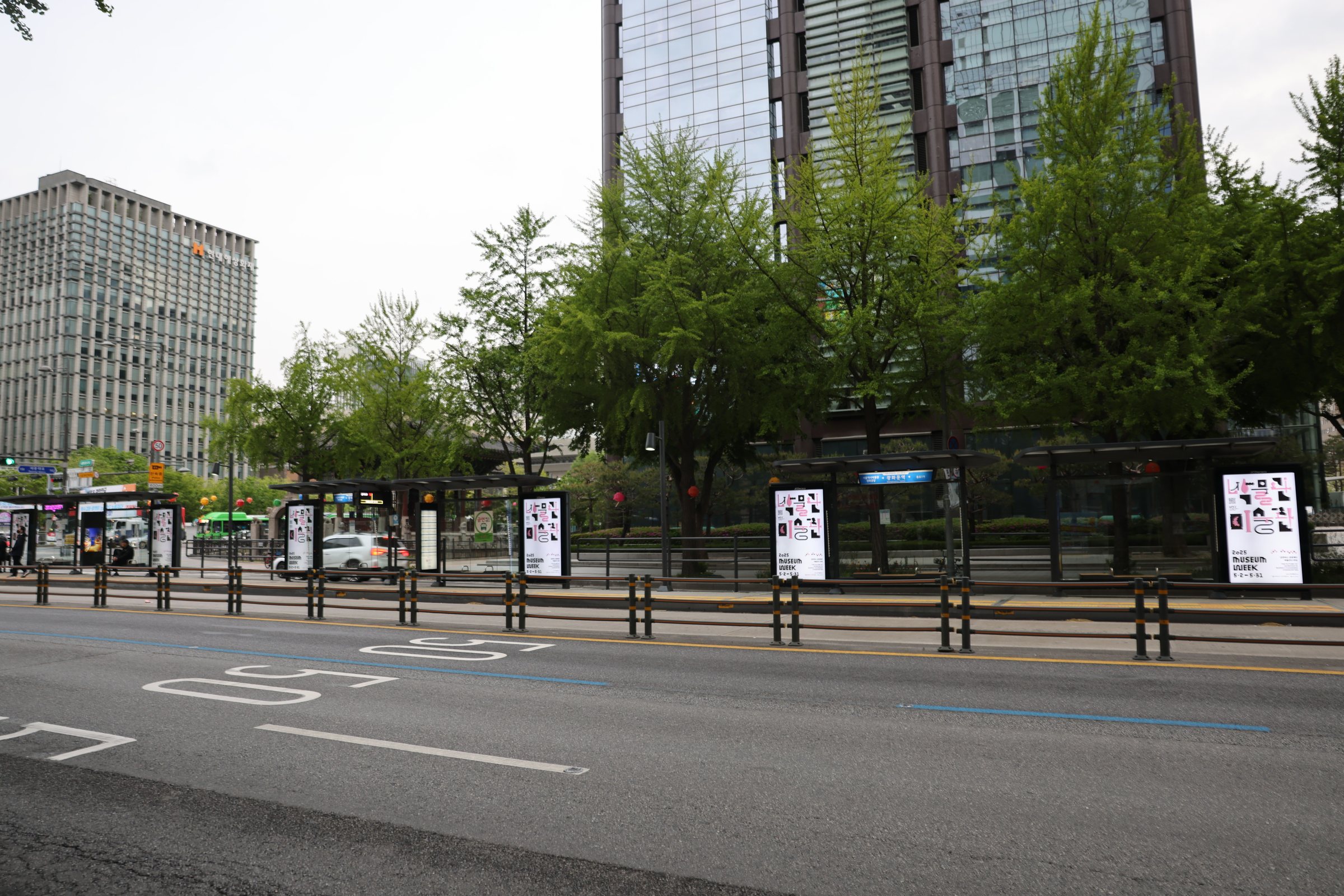 2025 박물관·미술관 주간 광화문 디지털쉘터광고 - 문화체육관광부·ICOM·한국박물관협회 MUSEUM WEEK / 광화문 사거리 중앙버스전용차로 디지털 중앙쉘터 6기 조명형 매체 주야간 시인성 캠페인 집행 사례